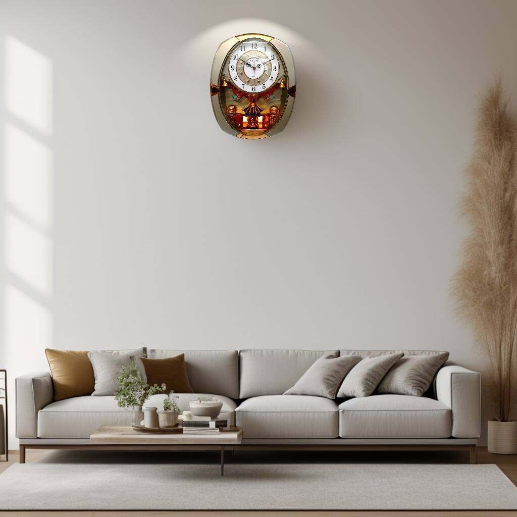 Angle. FC Design - 18"H Golden Color Classic Rotating Pendulum Wall Clock - Multicolor.