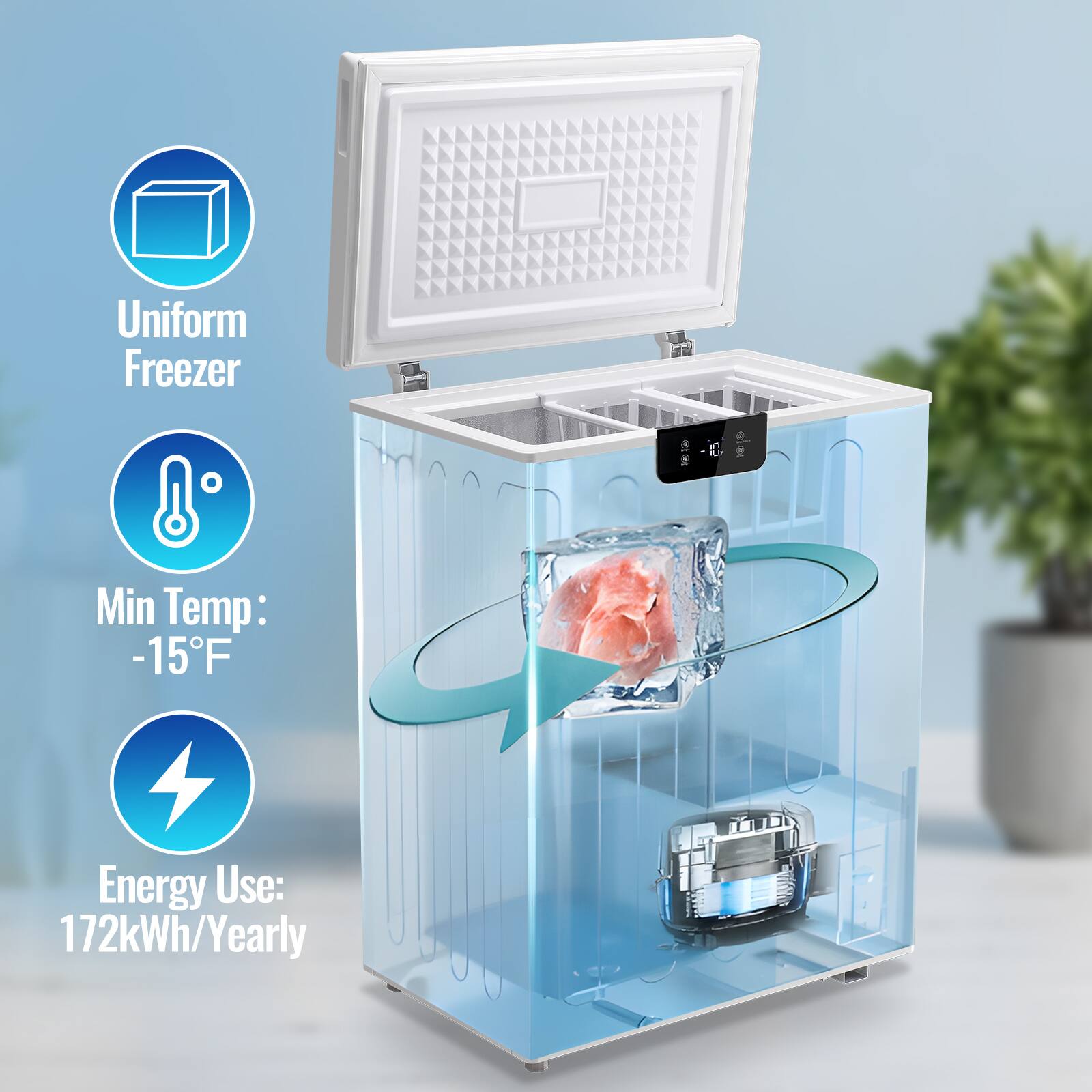 Uniform Freezer  
Min Temp: -15°F  
Energy Use: 172kWh/Yearly