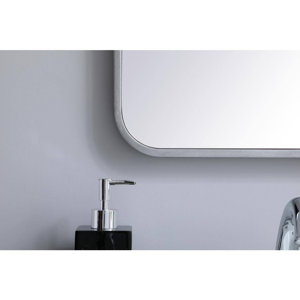 Alt View 6. Elegant Decor - Soft corner metal rectangular mirror 18x36 inch in Silver - Silver.