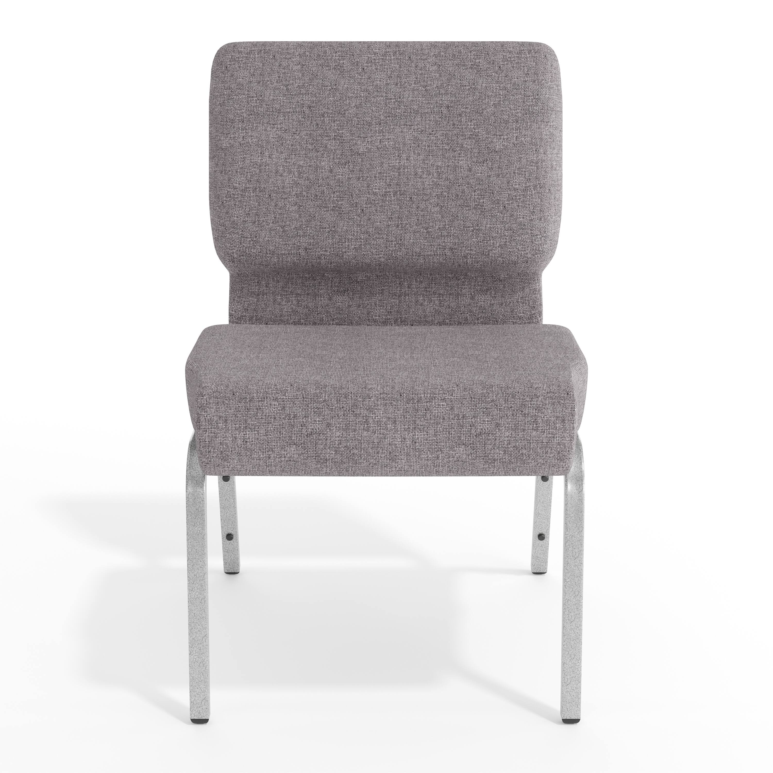 Alt View 9. Emma + Oliver - 21"W Stacking Church/Reception Guest Chair - Gray Fabric/Silver Vein Frame.