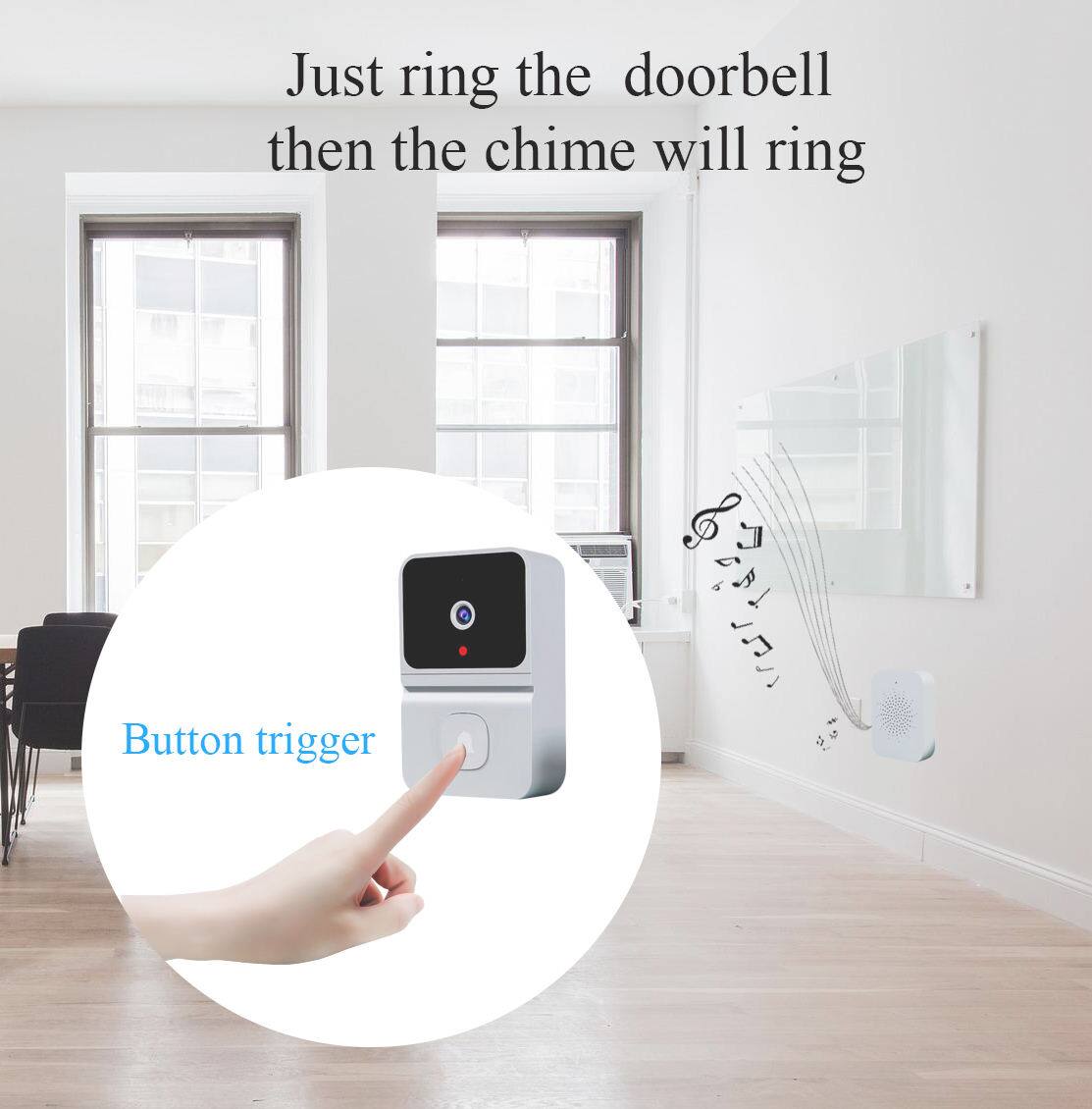 Just ring the doorbell then the chime will ring

Button trigger