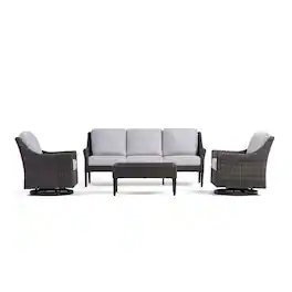 Yardbird® - Harriet Sofa Set with Swivel Glider Chairs - Silver
