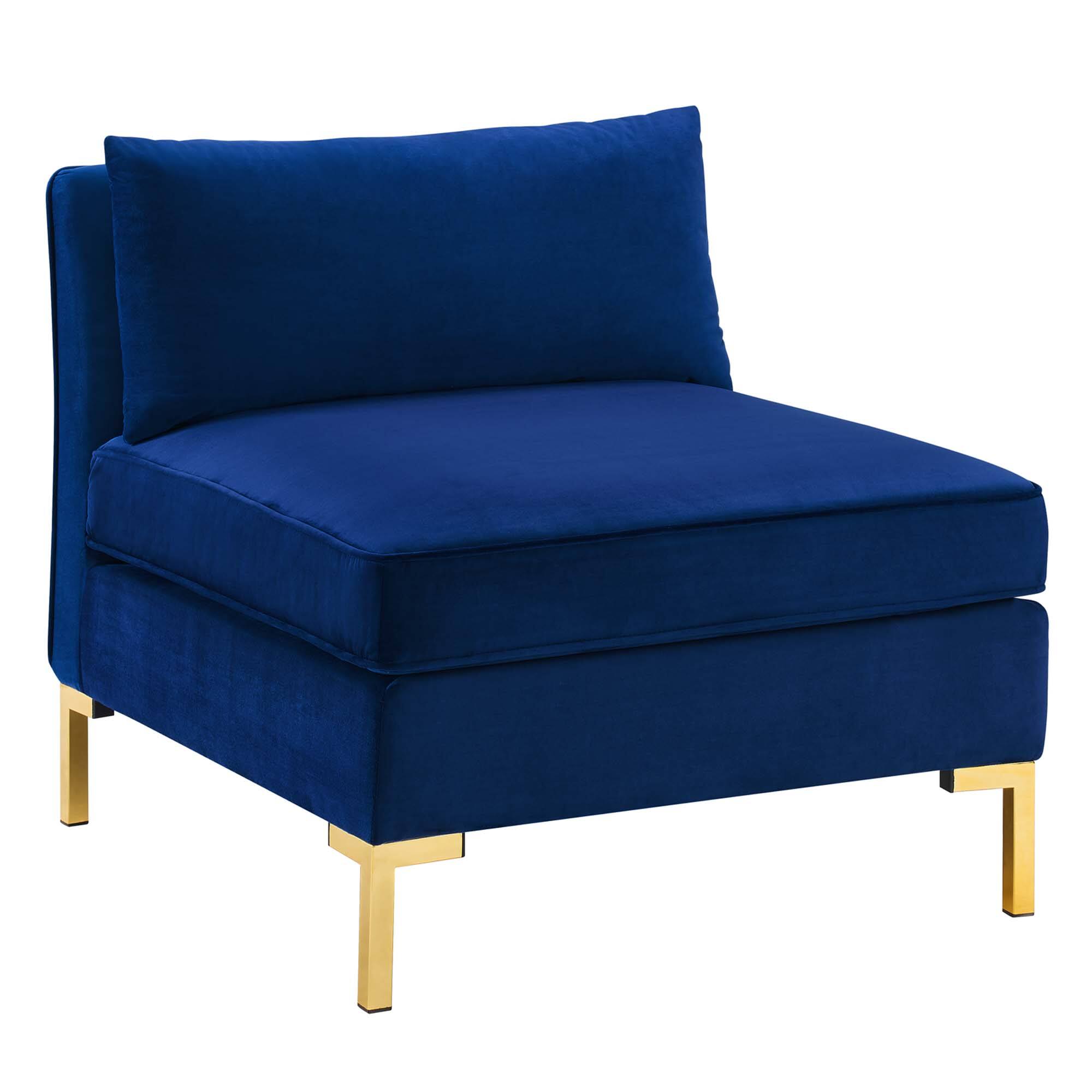 Angle. Modway - Ardent Performance Velvet Armless Chair by Modway - Navy.