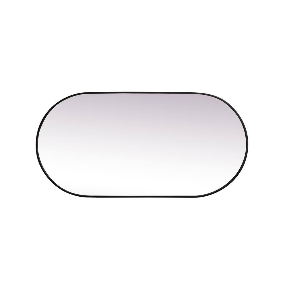 Back. Elegant Decor - Metal Frame Oval Mirror 30x60 Inch in Black - Black.