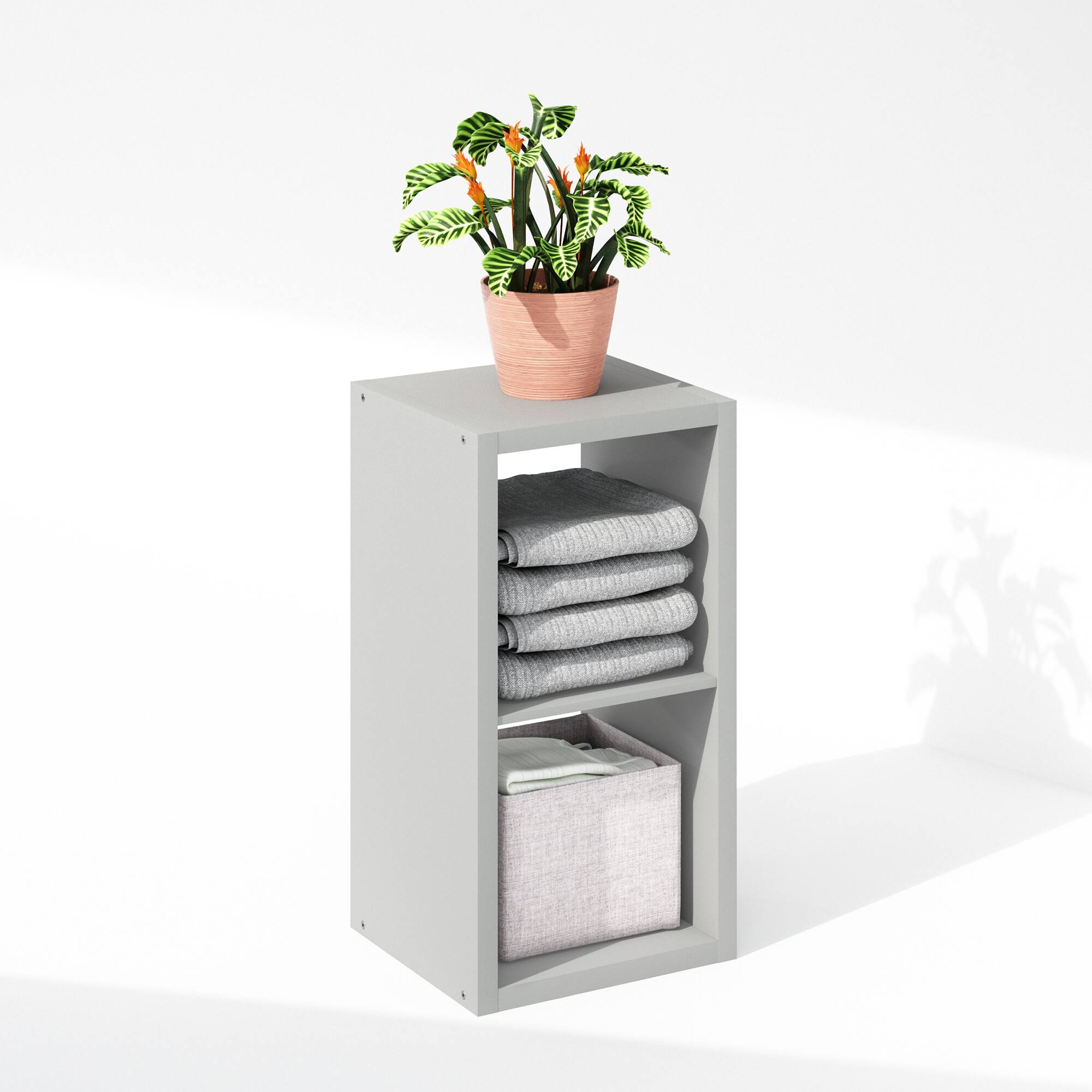 Alt View 3. Furinno - Cubic Open Back Multipurpose Clothing & Closet Storage Organizer Shelf, 2-Cube - Light Grey.