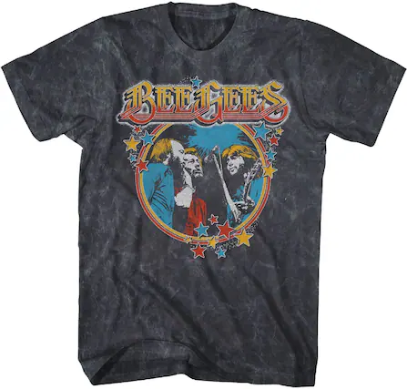 Front. PopMarket - Bee Gees - Bee Gees - Stars Vintage T-Shirt - Small Black Mineral Wash 40441002A1 - APPAREL - Multicolor.