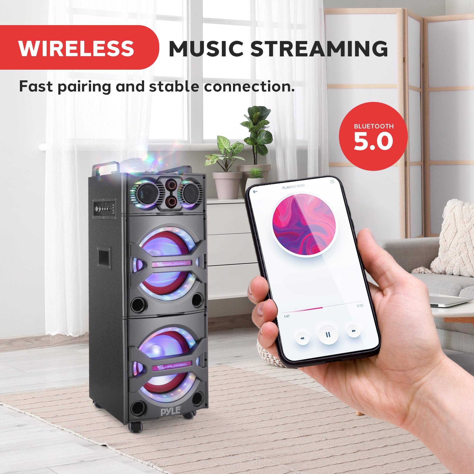 WIRELESS MUSIC STREAMING  
Fast pairing and stable connection.  
BLUETOOTH 5.0  
PYLE
