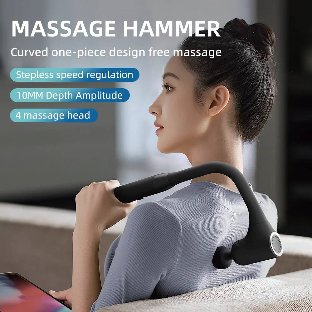 MASSAGE HAMMER

Curved one-piece design free massage

Stepless speed regulation

10MM Depth Amplitude

4 massage head