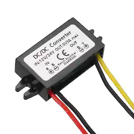 Unique Bargains - 2pcs DC 12/24V to 5V 3A 15W Step Down Adjustable Voltage Converter IP67 Waterproof for Car Truck Solar - Black