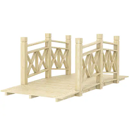 Front. Outsunny - ft. Wooden Garden Bridge Footbridge for Backyard Ponds, Creeks, Streams - Nature Wood.
