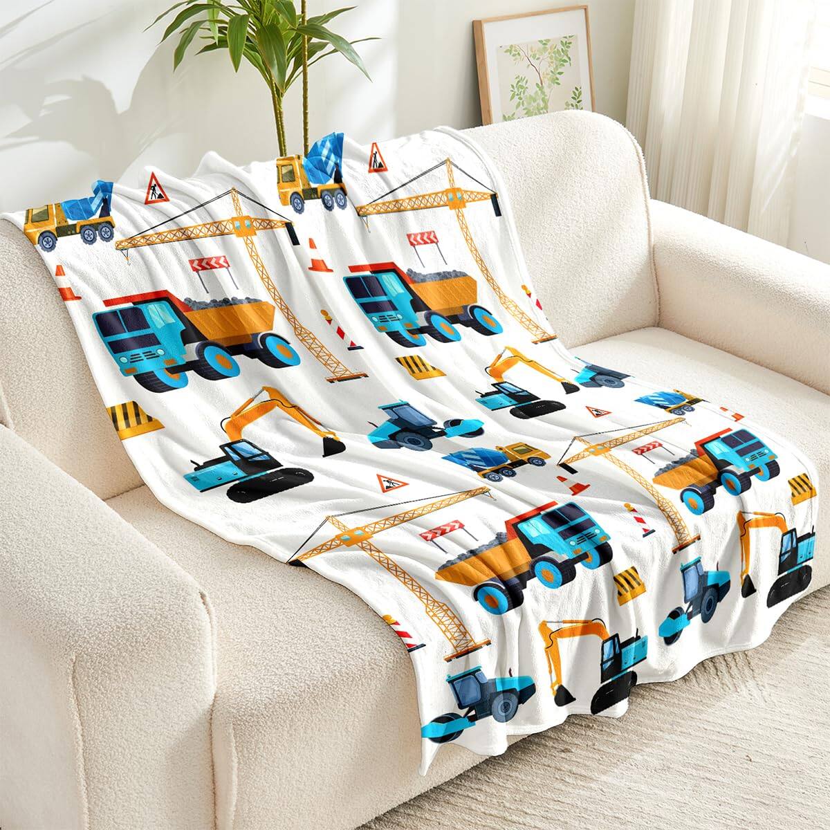 Alt View 2. Pacoar Cade - Construction Truck Blankets For And Cute Blanket Sofa Couch Bed Teens Birthday Choice. 【Material and Size】: High - Wildflower-50x60.