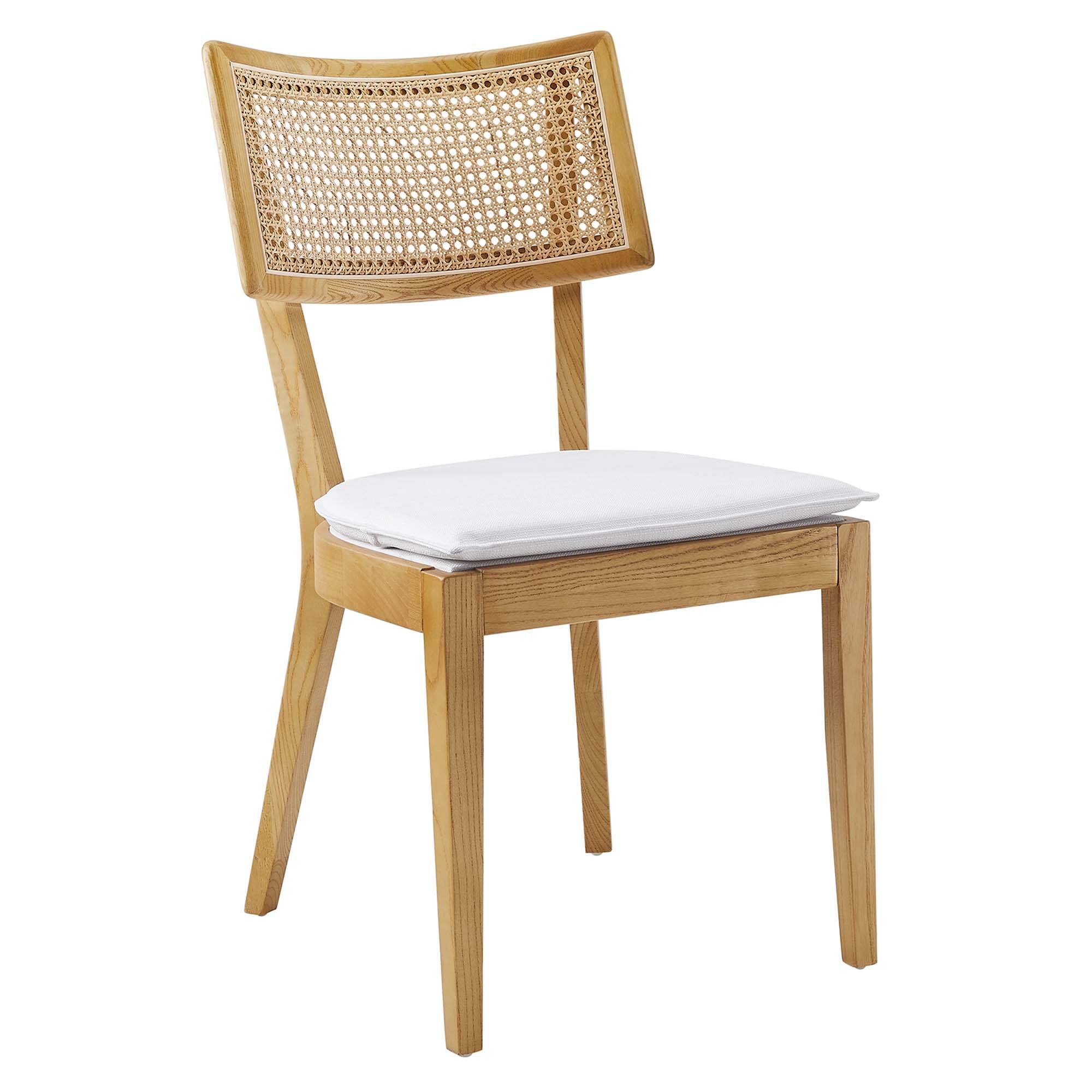Back. Modway - Caledonia Fabric Upholstered Wood Dining Chair Set of 2 by Modway - White.