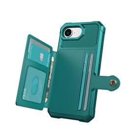 Dteck - For Apple iPhone 16e/17e Wallet Case Flip Card Slots Magnetic Clasp Shockproof Anti-Scratch Cover - Green