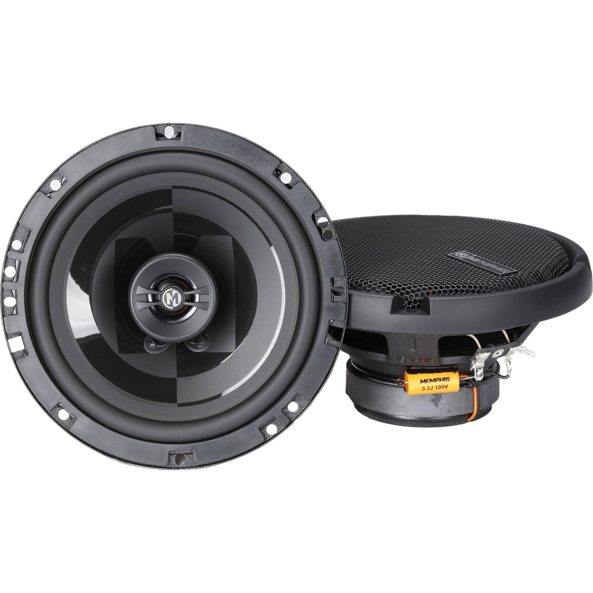 Memphis Car Audio - Memphis Audio PRX60S Power Reference Series 6.5" 2-Ohm Oversized Shallow 2-Way Speakers With Swivel Tweeters - Black/Gray