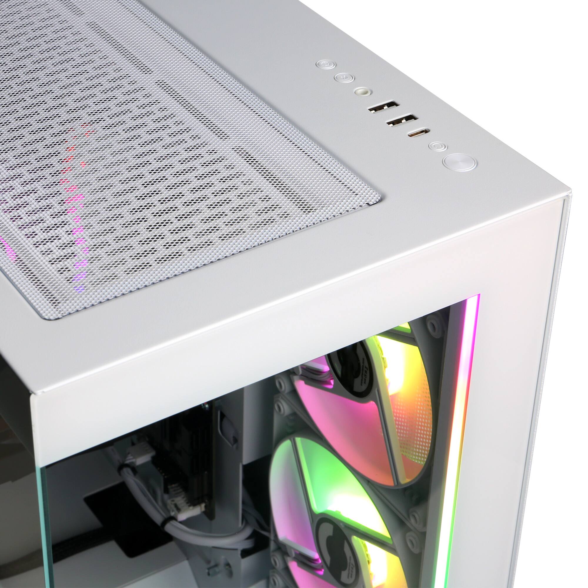 Alt View 4. CyberPowerPC - Gaming Desktop - Intel Core i5-14400F - NVIDIA GeForce RTX 5060 8GB - 16GB DDR5 - 2TB PCIe 4.0 SSD - White.