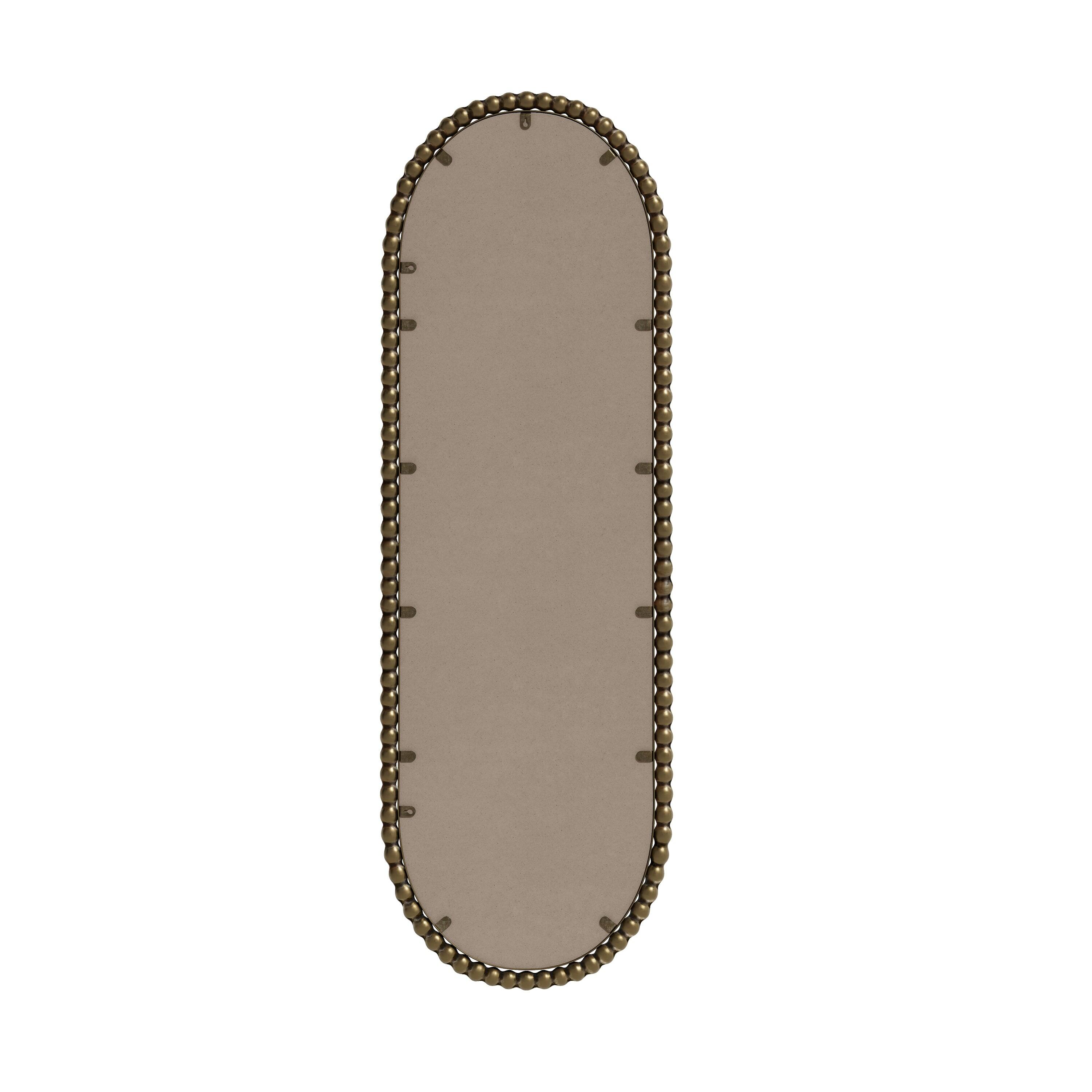 Alt View 2. BreeBe - Iron Art Oval Gold Antique Finish Wall Hanging Mirror for Living Room Bedroom Entryway Glass & Metal 15.75x47.25 in - Gold.