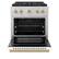 Angle. ZLINE - 30 in. Wide 4 Burner Autograph 4.2 cu. ft. Freestanding Paramount Gas DuoPro Range with White Door and Bronze Accents - White Matte.