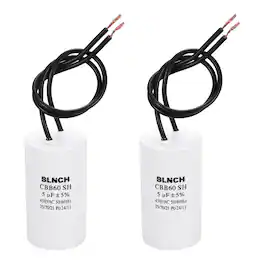 Unique Bargains - 2pcs 5uF CBB60 Running Capacitor, AC 450V 2 Wire for Air Compressor, Washing Machine, Refrigerator, Air Conditioner - White