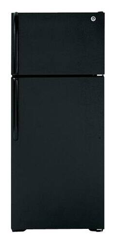 Front Standard. GE - 18.1 Cu. Ft. Frost-Free Top-Freezer Refrigerator - Black.