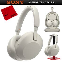 Sony - Wireless Industry Leading Noise Canceling Headphones Silver + Pro Stand Kit
