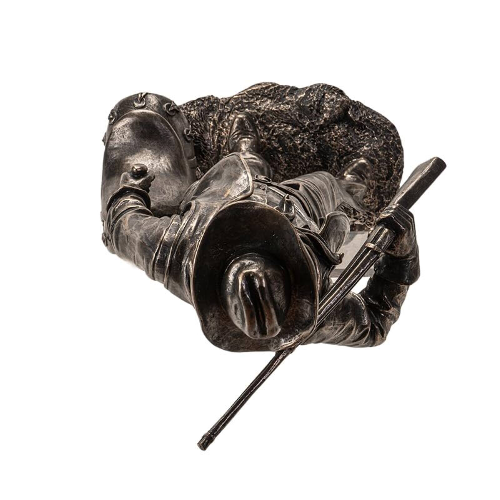 Left. Pacific Trading - Bronze Accent Cowboy Figurine with Rifle Gun and Saddle Western Decor Statue for Home 17 inch.