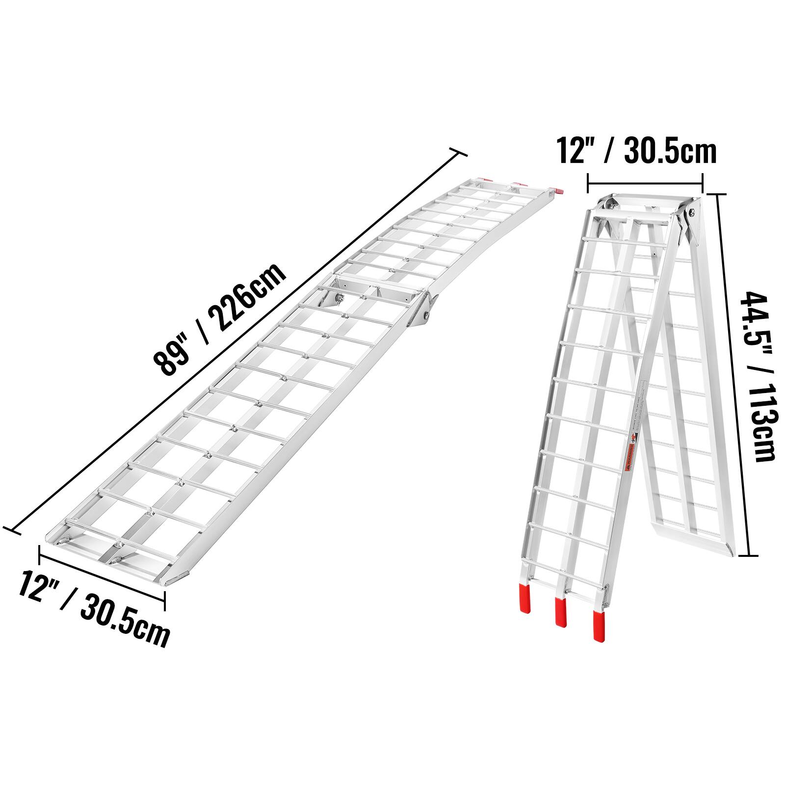 12" / 30.5cm  
89" / 226cm  
12" / 30.5cm  
44.5" / 113cm