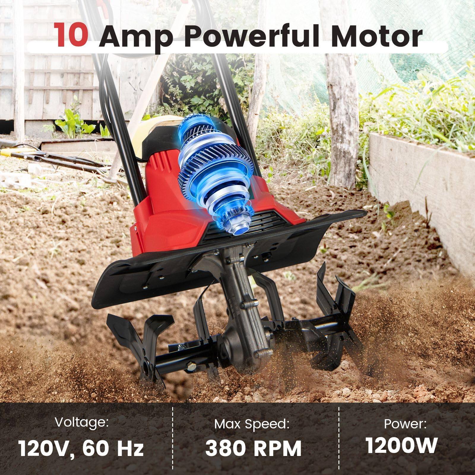 10 Amp Powerful Motor  
Voltage: 120V, 60 Hz  
Max Speed: 380 RPM  
Power: 1200W