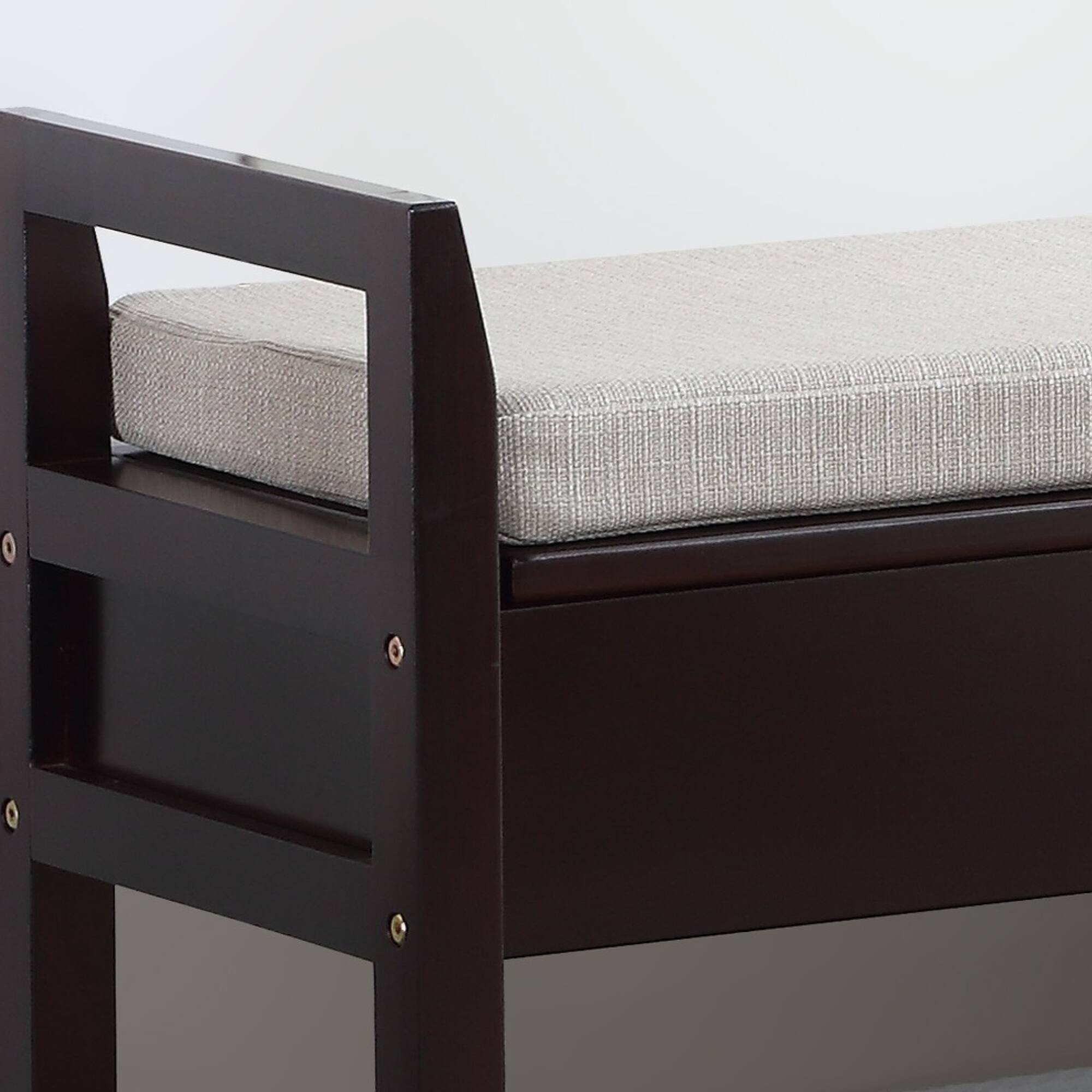 Back. GOODSILO - Espresso Wood Storage Bench with Shoe Rack and Upholstered Seating for Entryway Organization - Espresso.