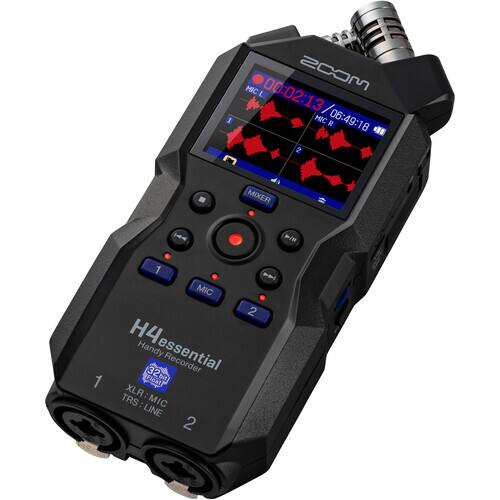 1. MIC L 00:02:13 / MIC R 06:49:18  
2. MIXER H -/8 1 1  
3. MIC 2 H4 Handy Essential 32-bit Recorder  
4. XLR: MIC XLR : TRS MIC LINE 2
