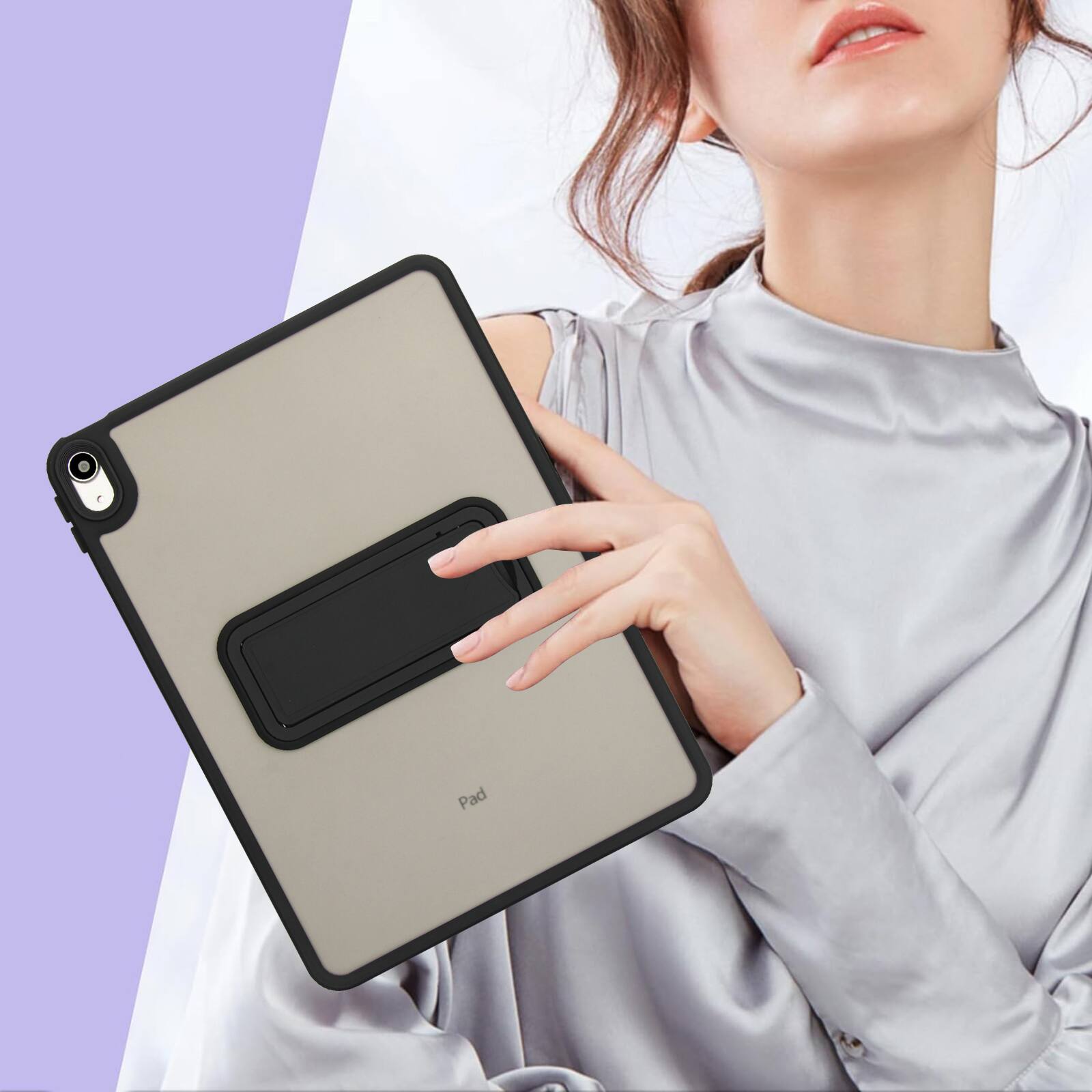 Alt View 3. Dteck - Matte Case for Apple iPad (A16) 11" 2025 11th Gen / 10th Gen 2022 with Foldable Stand,Shockproof Transparent Back Cover - Black.