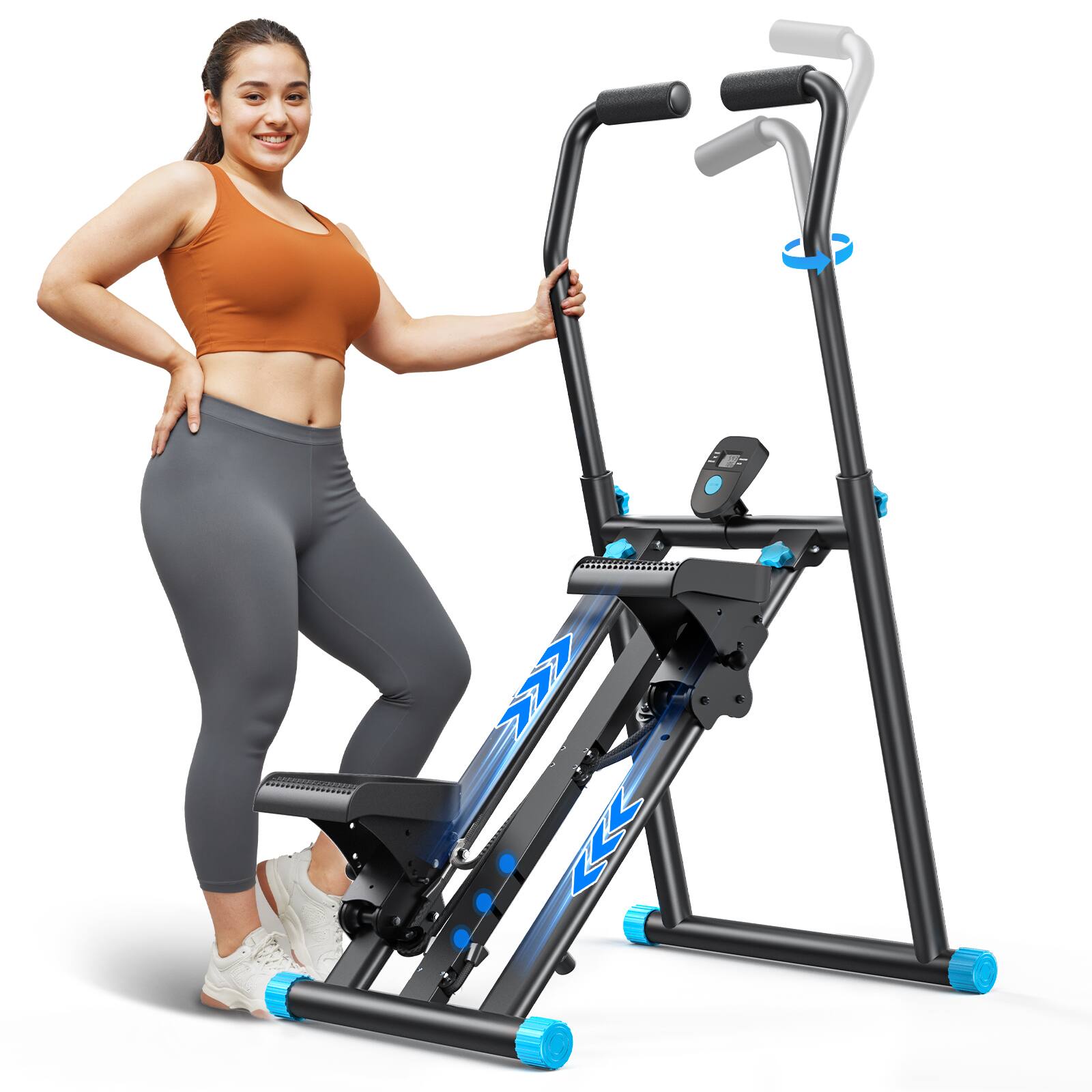 Angle. MERACH - MERACH Upgraded Stair Stepper Exercise Machine Foldable Vertical Stair Climber - Black.