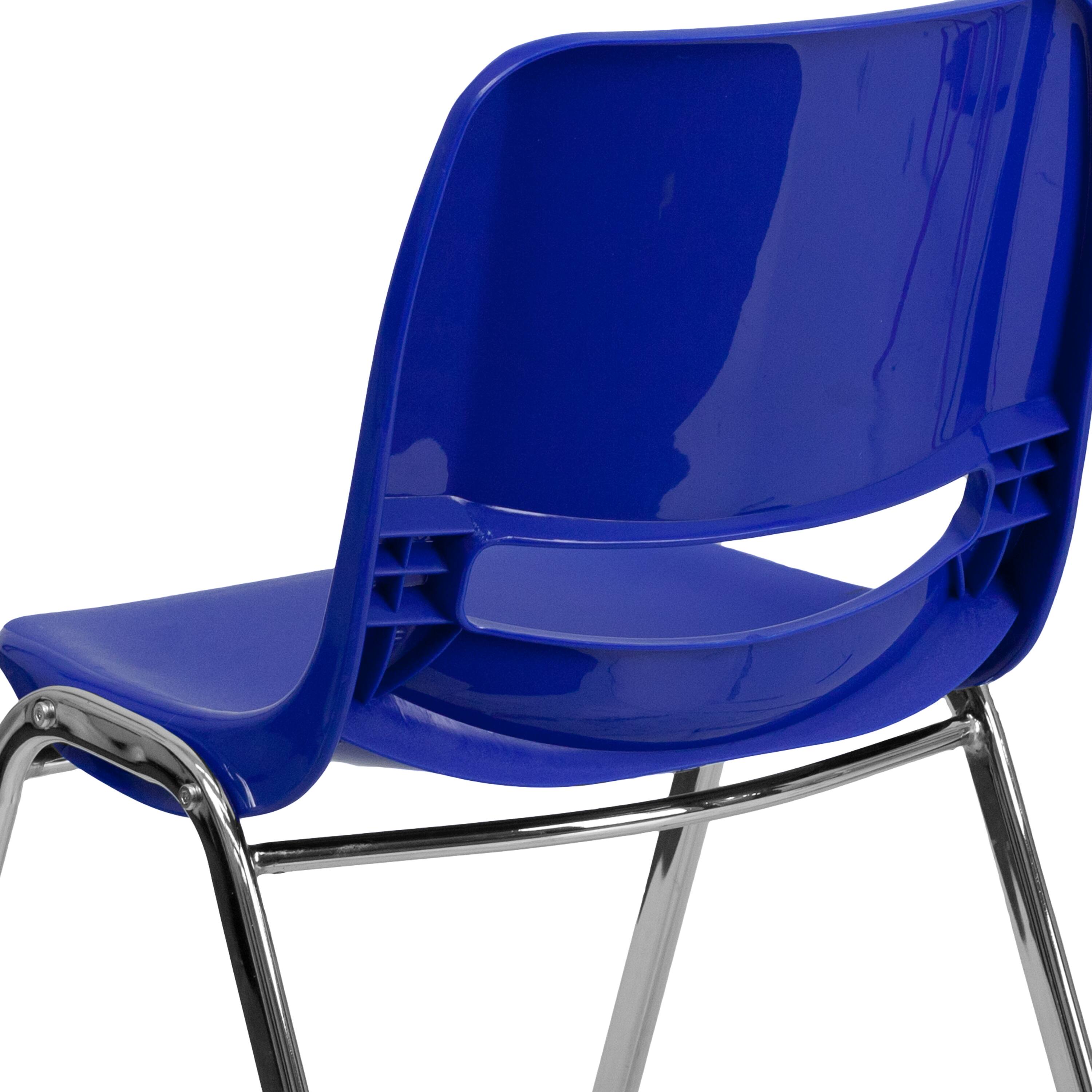 Alt View 9. Emma + Oliver - Ergonomic Shell Stack Chair - 16" Seat Daycare Home School - Navy Plastic/Chrome Frame.