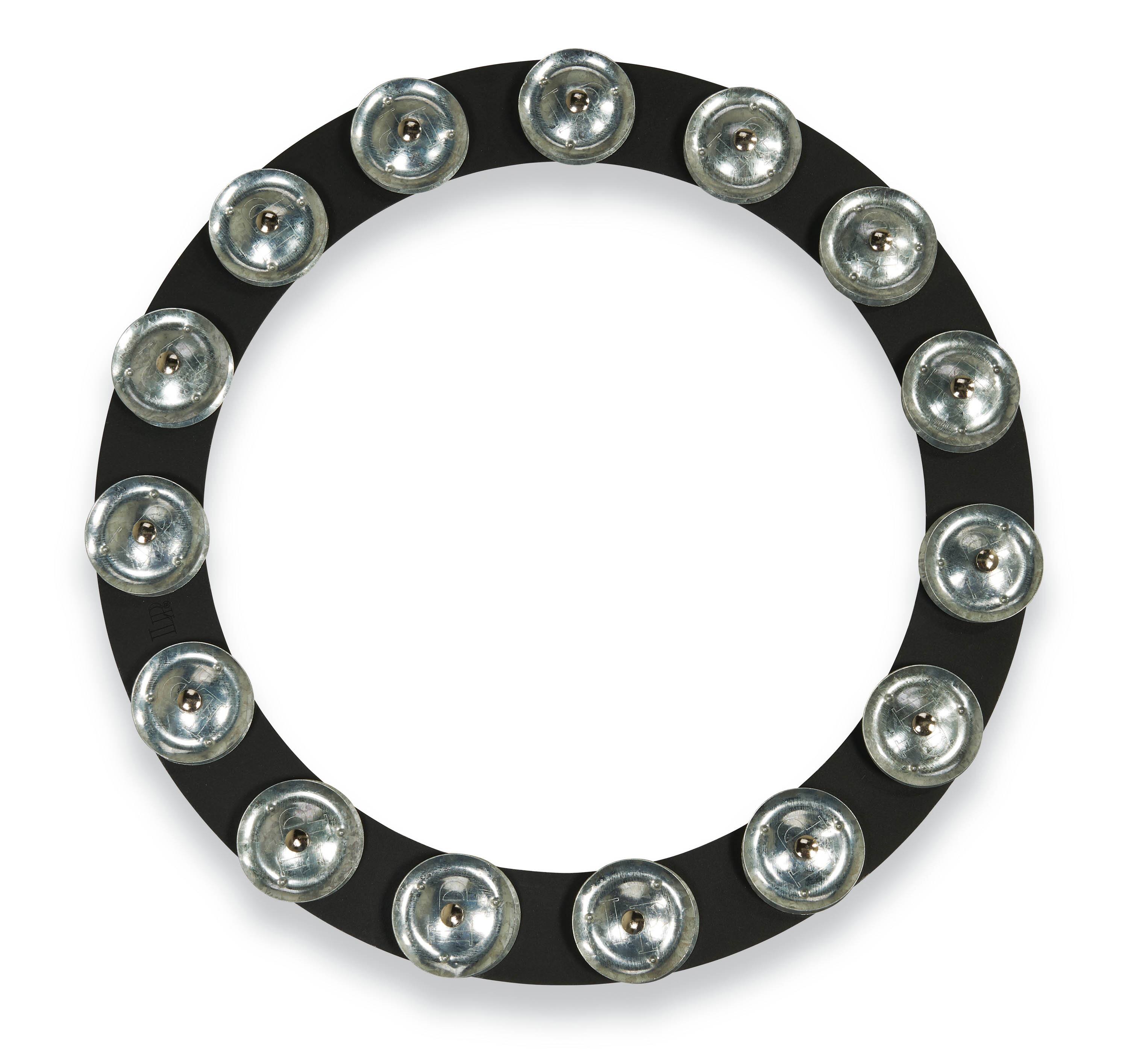 Angle. Latin Percussion - Tambo-Ring Black w/Steel Jingle, 14".