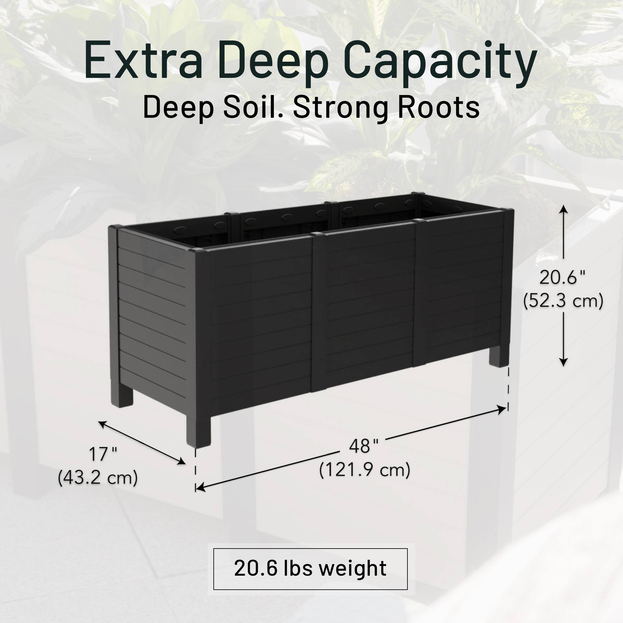 Tierra Verde 17 Inch x 48 Inch Raised Garden Trough Box for Patio or ...