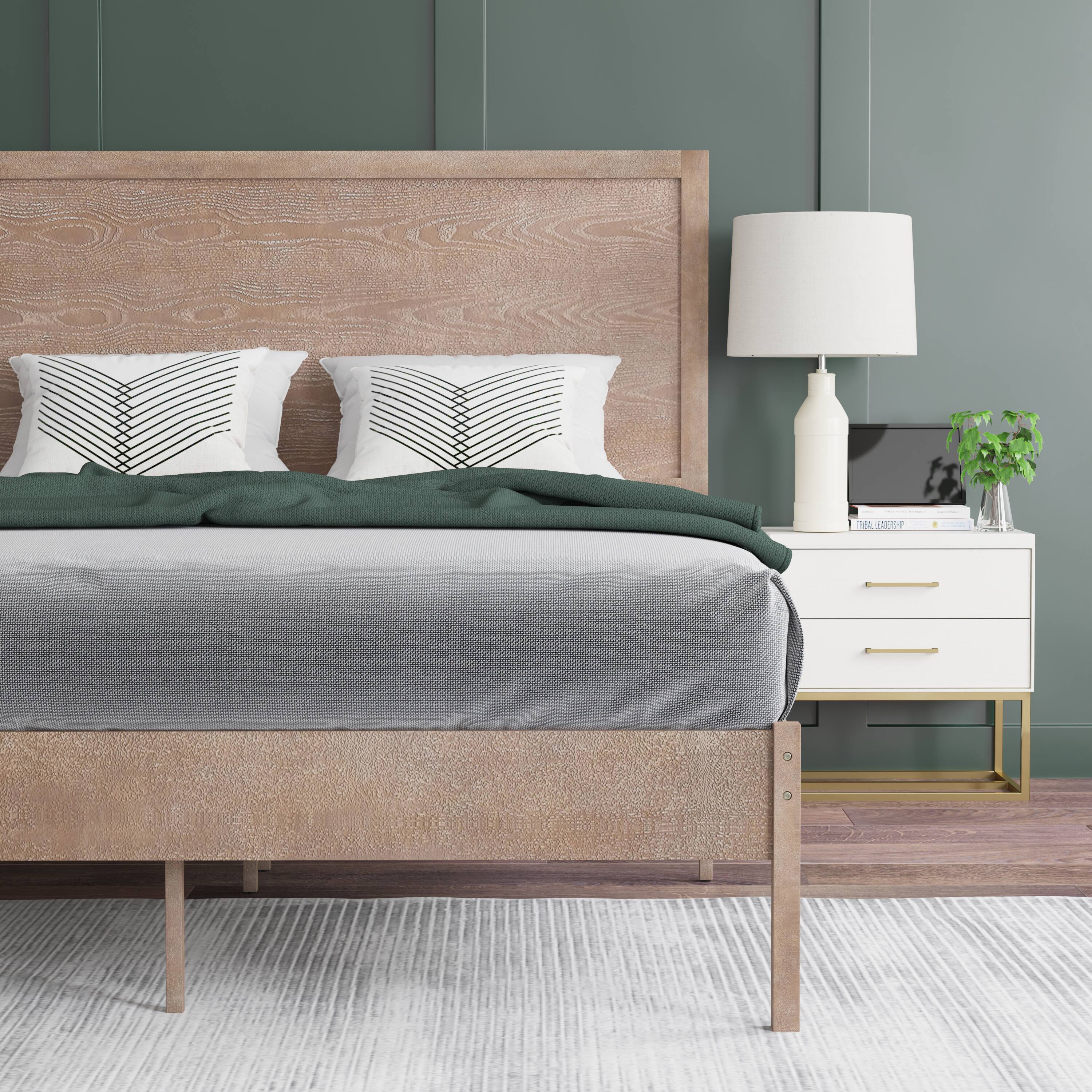 Alt View 3. Emma + Oliver - Ashton Classic Wooden Platform Bed with Headboard - Light Brown.