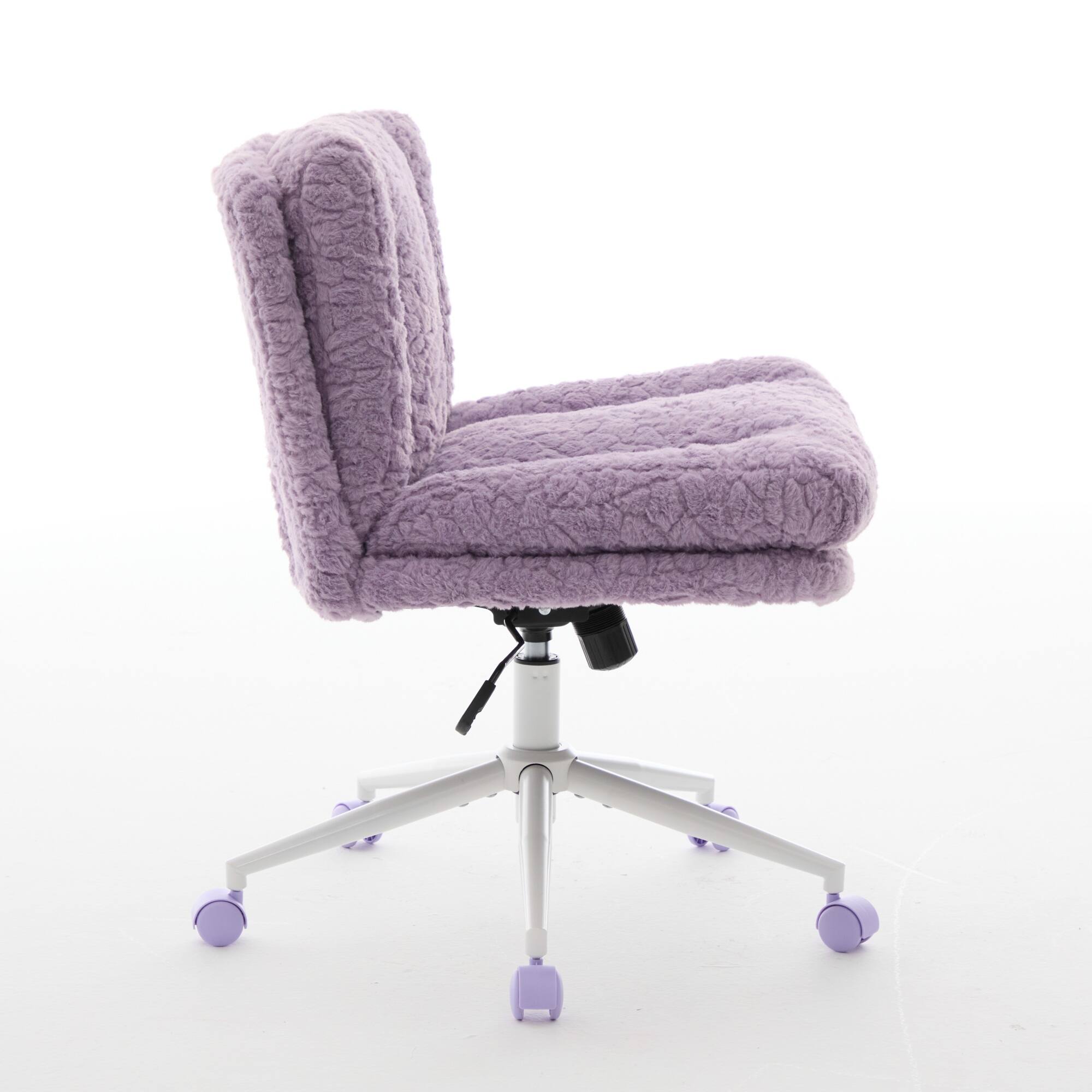 Alt View 3. GOODSILO - Extra Wide Plush Faux Fur Office Chair with Adjustable Height and 360-Degree Swivel for Home Workspace - Violet.