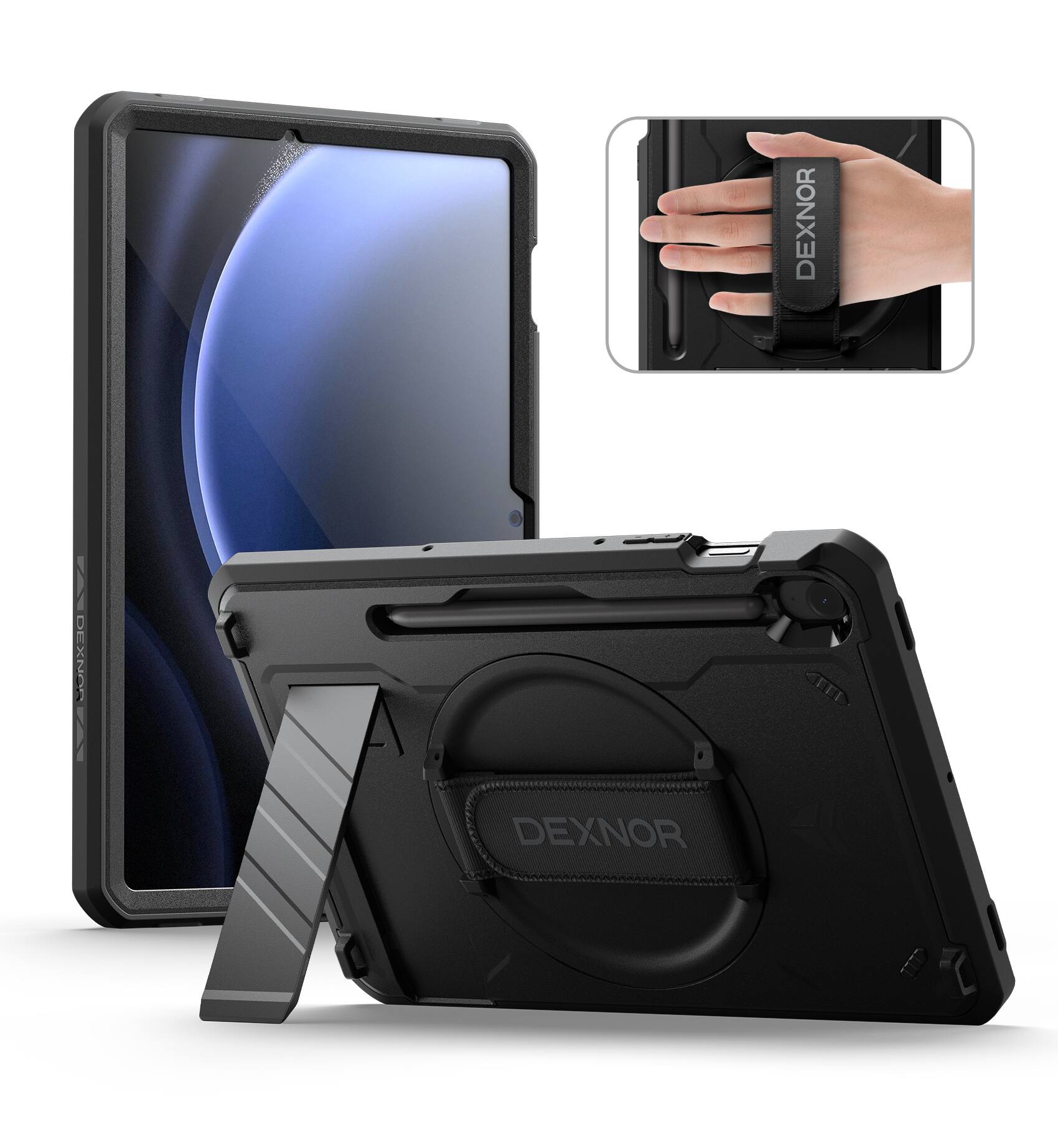 dexnor - Case for Samsung Galaxy Tab S10 Lite/S10 FE / S9 FE 10.9 Inch / S9 11 Inch 2023 - Black