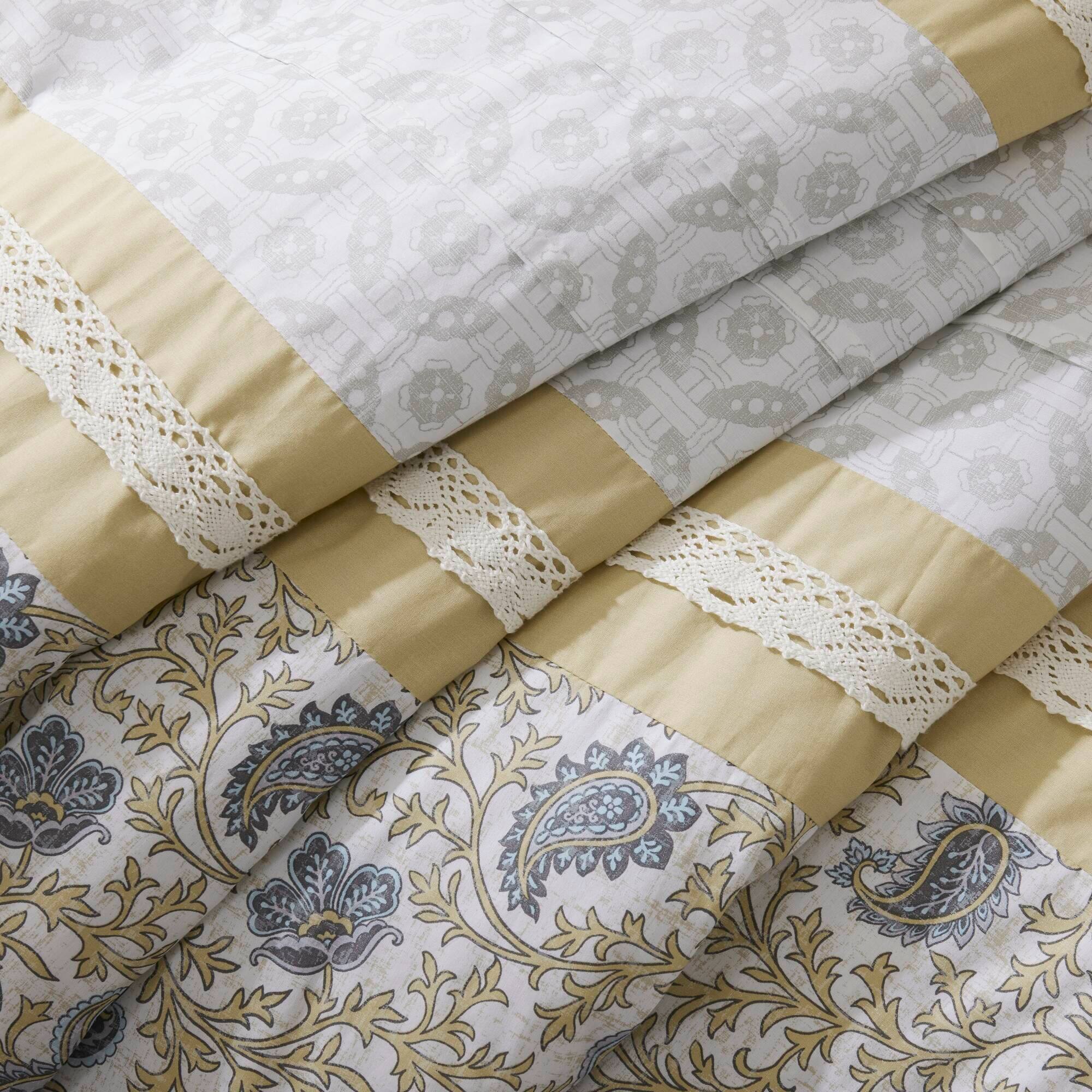 Alt View 2. TinyHomie - 9 Piece Cotton Percale Comforter Set Yellow King - Yellow.
