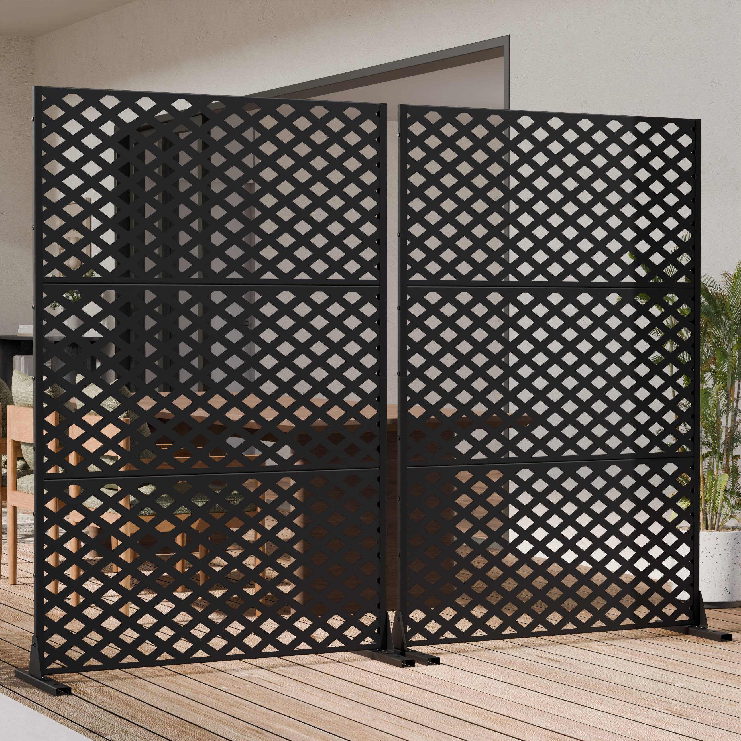 Alt View 1. PexFix - Outdoor Privacy Screen Durable Metal Lattice Panel with Stand Decorative Trellis for Climbing Plants Privacy Fence - Black.