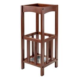 FurniFact - Umbrella Stand with Metal Tray - Walnut
