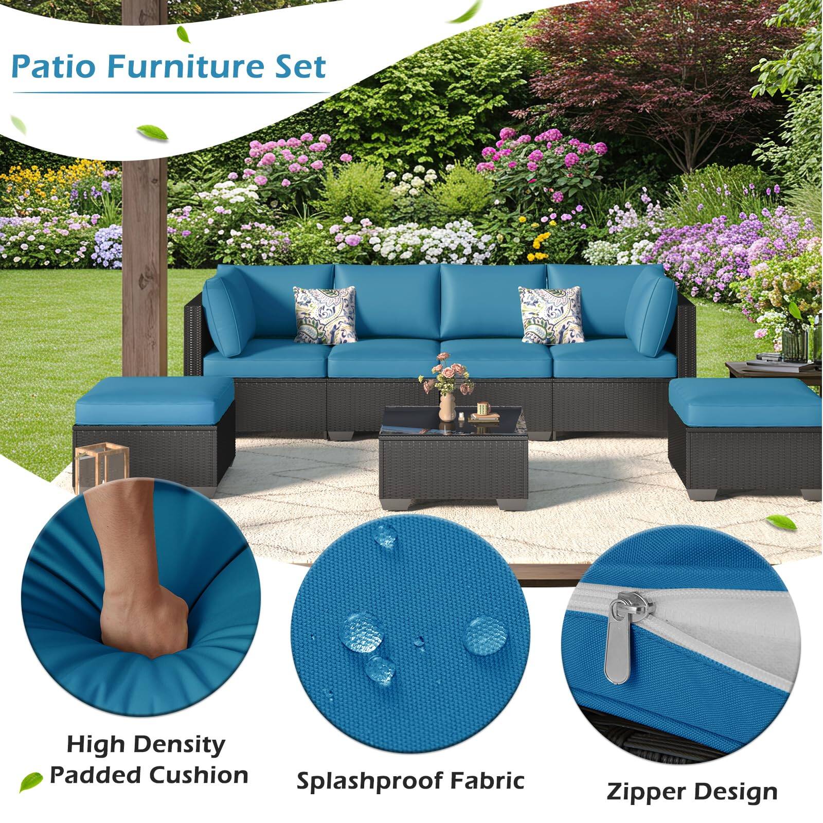 Patio Furniture Set

- High Density Padded Cushion
- Splashproof Fabric
- Zipper Design