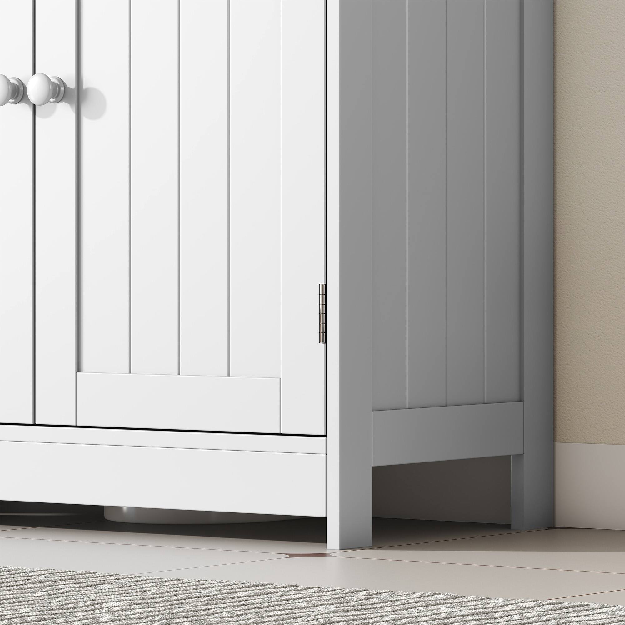 Alt View 5. Homcom - Under Sink Bathroom Cabinet, Pedestal Sink Storage Cabinet with 2 Doors, Shelf and U-Shape - Light Gray.