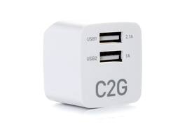 Cables to Go - C2G 22322 2-Port Foldable Wall Charger for Apple, Android, Samsung, iPhone - 5V 2.1A, White
