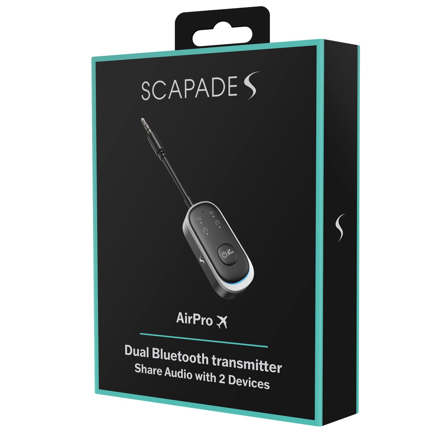Scapade AirPro Dual Bluetooth Transmitter for Headphones Black S