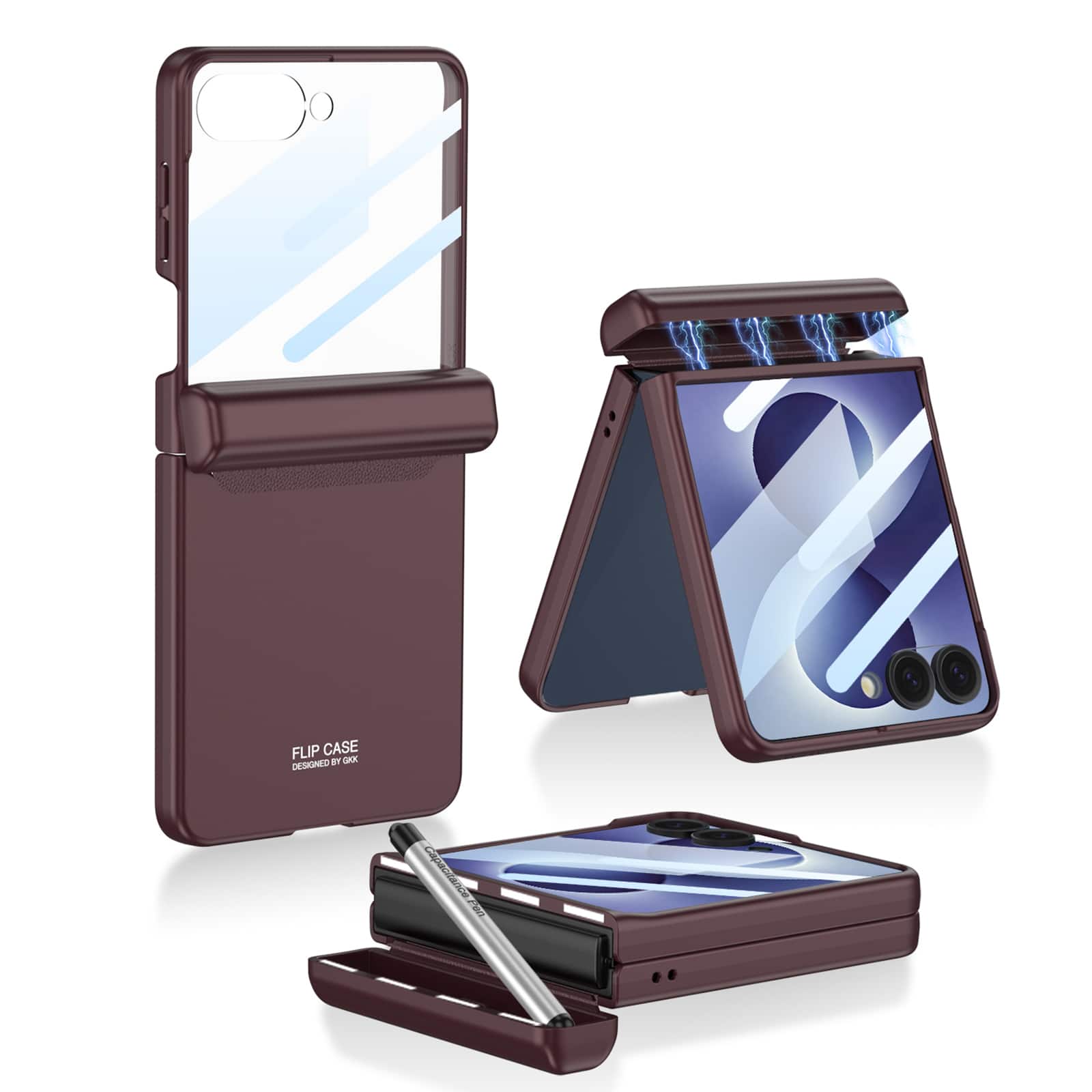 Dteck - For Samsung Galaxy Z Flip8 Rugged Case with Stylus Pen,Built-in Screen Protector Magnetic Hinge Protection Cover - Winered price history on PriceWatchPro