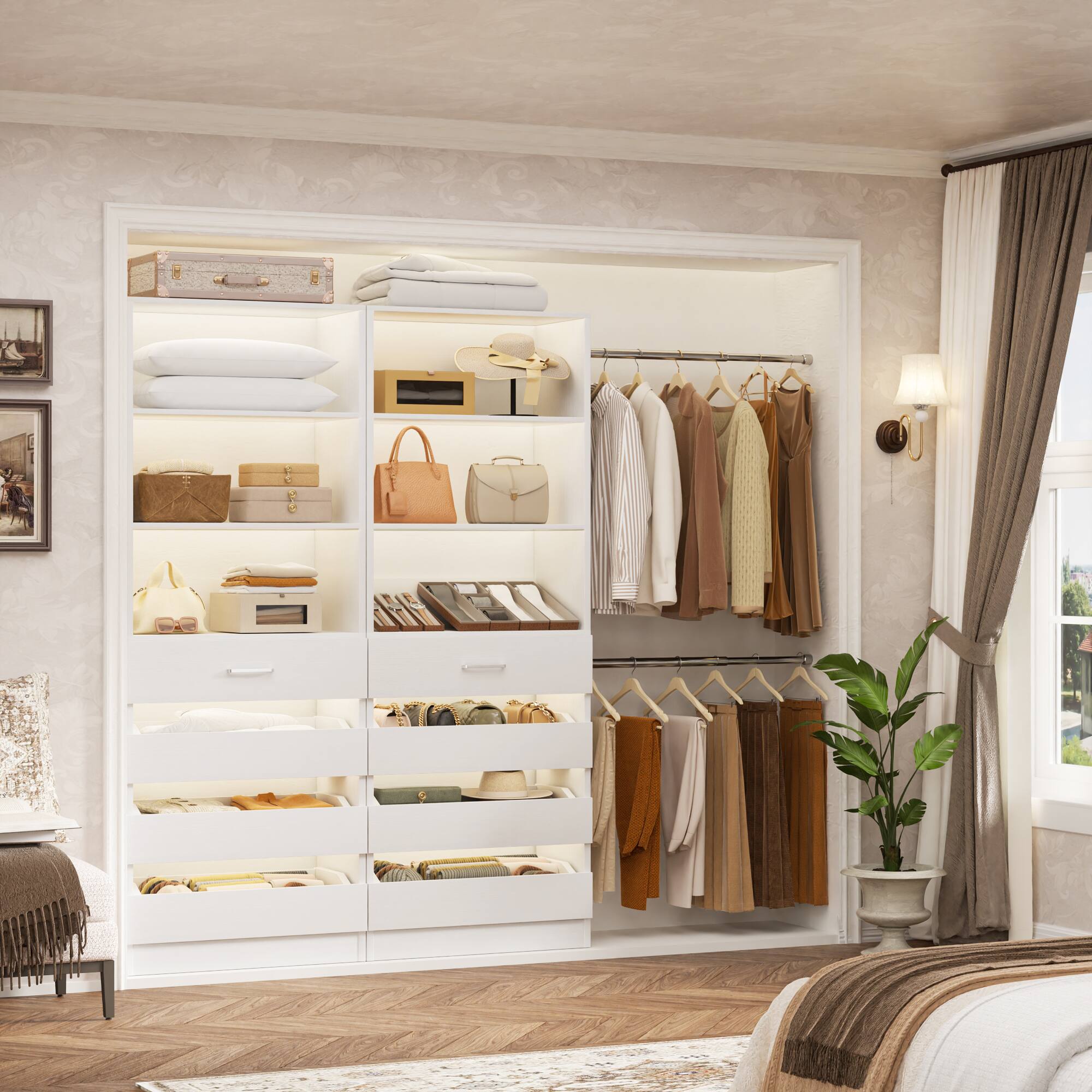 AHOF ヨントントレカ the passage 8枚セット Aheaplus 2 Piece 4 9Ft Wooden Closet Organizer with 4 Drawers, 8