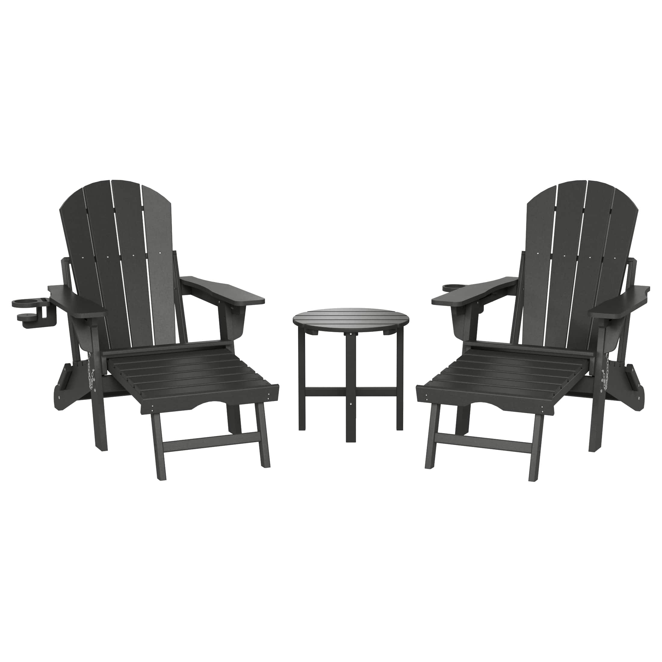 WestinTrends - Malibu 3-Piece Outdoor Folding Adjustable Adirondack Chair with Cup Holder & Side Table - Gray price history on PriceWatchPro