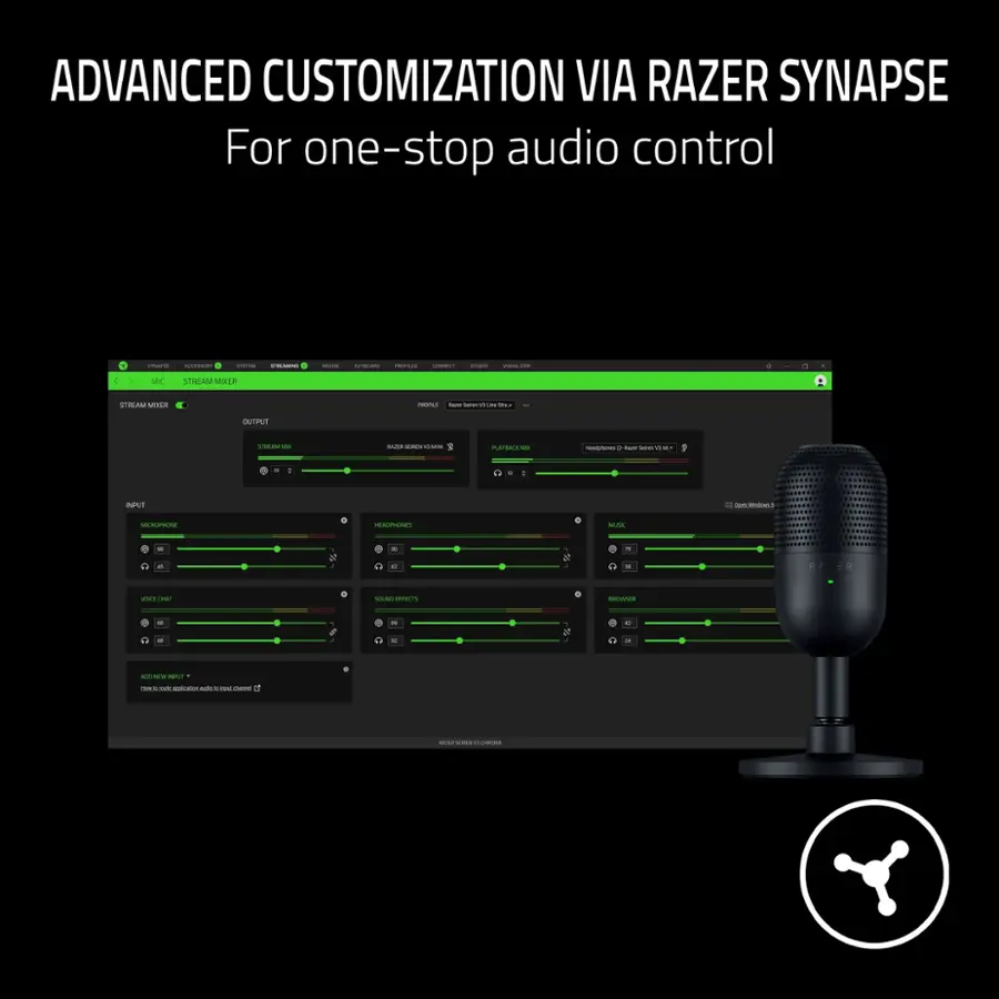 Advanced customization via Razer Synapse for one-stop audio control.