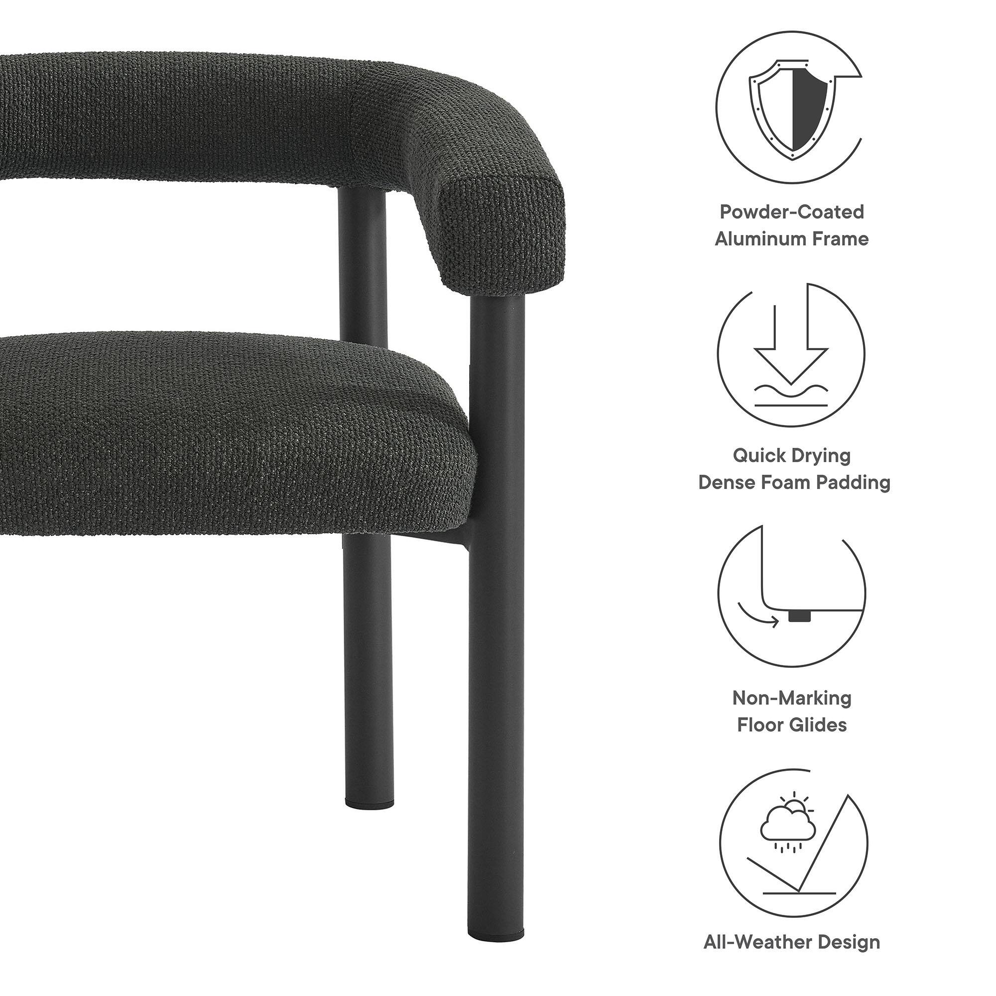 - Powder-Coated Aluminum Frame
- Quick Drying Dense Foam Padding
- Non-Marking Floor Glides
- All-Weather Design