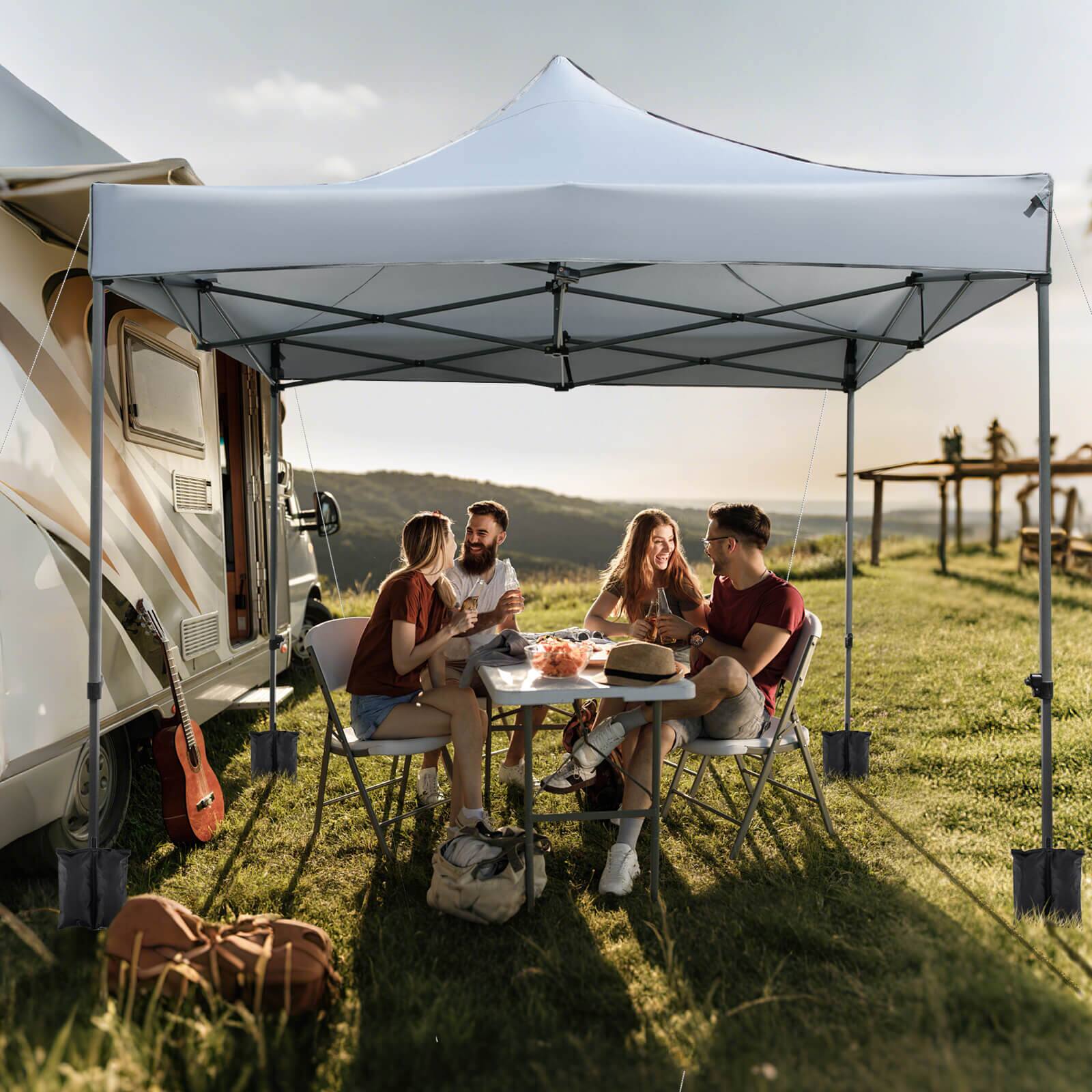 Alt View 4. Costway - Costway 10 x 10 FT Outdoor Pop up Canopy Tent with Wheeled Bag, 4 Sandbags, Stake & Ropes - Gray.